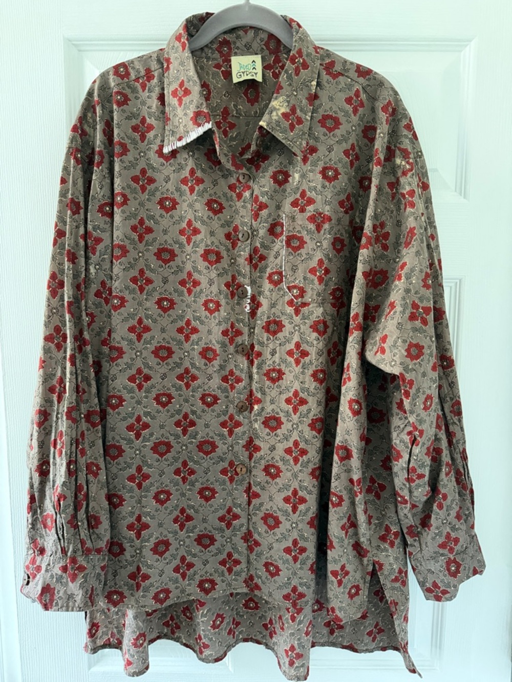 Jaded Gypsy Oversized Blouse Shirt Size large NWOT RANDOM BLEACH LOOK SPOTS